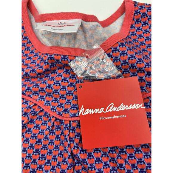 Hanna Andersson Girls 150 US Size 12 Short Sleeve Owls Knit Stretch Dress NWT - Picture 5 of 16